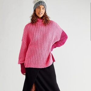 Free People Pink Sweater Oversized Knit